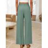 image:imageANRABESS Womens Wide Leg Linen Pants Summer Boho Casual Elastic Waist Long Lounge Travel Pants Trousers with PocketsLight Green