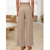 image:imageANRABESS Womens Wide Leg Linen Pants Summer Boho Casual Elastic Waist Long Lounge Travel Pants Trousers with PocketsLight Khaki