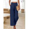 image:imageANRABESS Womens Wide Leg Linen Pants Summer Boho Casual Elastic Waist Long Lounge Travel Pants Trousers with PocketsNavy Blue