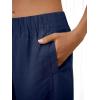 image:imageANRABESS Womens Wide Leg Linen Pants Summer Boho Casual Elastic Waist Long Lounge Travel Pants Trousers with PocketsNavy Blue