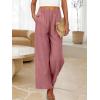 image:imageANRABESS Womens Wide Leg Linen Pants Summer Boho Casual Elastic Waist Long Lounge Travel Pants Trousers with PocketsPink