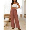image:imageANRABESS Womens Wide Leg Linen Pants Summer Boho Casual Elastic Waist Long Lounge Travel Pants Trousers with PocketsRust Red