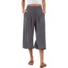 image:imageANRABESS Capris Pants for Women Summer Casual Loose Flowy High Waisted Smocked Palazzo 2026 Lounge Beach Cropped Trousers Dark Gray