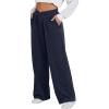image:imageANRABESS Women Asymmetric High Waist Wide Straight Leg Sweatpants with Pockets 2024 Fall Trendy Sweat Jogger PantsDark Grey
