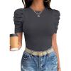 image:imageANRABESS Women Puff Short Sleeve Crewneck Dressy Casual Tops Summer Fitted Ribbed Knit Trendy Work Shirts 2026 Spring ClothesCharcoal