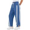 image:imageANRABESS Women Track Pants Casual Drawstring Waist Lightweight Baggy Contrast Color Workout Barrel Leg Pants with PocketsBlue