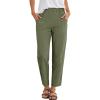 image:imageANRABESS Womens Capri Pants 2026 Summer Casual Elastic High Waisted Lounge Cropped Tapered Ankle Beach Trousers Work OutfitsOlive Green