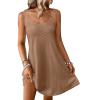 image:imageANRABESS Womens Cover Up 2026 Beach Vacation Tank Dress Eyelet Spaghetti Strap Bathing Suit Summer Swimsuits Mini SundressCamel