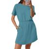 image:imageANRABESS Womens Dresses 2026 Summer Casual Short Sleeve Crew Neck Elastic Waist Mini T Shirt Dress with PocketsTeal