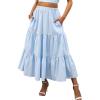 image:imageANRABESS Womens Summer Boho Flowy Swing Tiered ALine Maxi Skirt 2026 Fashion Trendy Elastic Waist Pleated Long Beach DressBlue