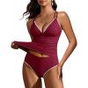 image:imageANRABESS Womens Tankini SetTummy Control Two Piece SwimsuitPerfect for Beach VacationVersatile Summer Bathing Suit 2026Deep Red