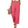 image:imageANRABESS Womens Wide Leg Beach PantsElastic Waist Flowy LightweightComfort for Office amp TravelLounge Trousers with PocketsCoral