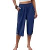 image:imageANRABESS Womens Wide Leg Capri Pants Elastic Waist Casual Loose Lounge Trousers 2026 Summer Flowy Beach Vacation ClothesNavy Blue