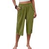 image:imageANRABESS Womens Wide Leg Capri Pants Elastic Waist Casual Loose Lounge Trousers 2026 Summer Flowy Beach Vacation ClothesOlive Green