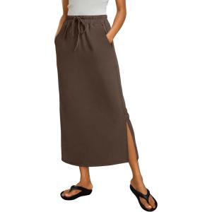 image:imageANRABESS Casual Maxi Skirts for Women High Waist Summer Drawstring Ideal for Daily Wear Office amp Weekend Outings 2026Coffee Brown