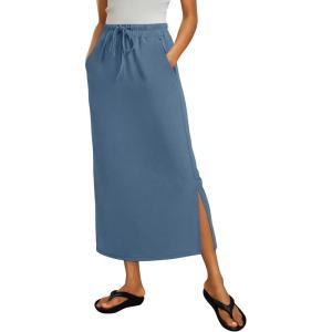 image:imageANRABESS Casual Maxi Skirts for Women High Waist Summer Drawstring Ideal for Daily Wear Office amp Weekend Outings 2026Grey Blue