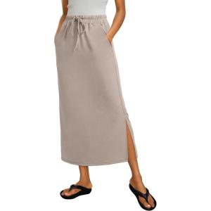 image:imageANRABESS Casual Maxi Skirts for Women High Waist Summer Drawstring Ideal for Daily Wear Office amp Weekend Outings 2026Light Khaki