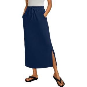 image:imageANRABESS Casual Maxi Skirts for Women High Waist Summer Drawstring Ideal for Daily Wear Office amp Weekend Outings 2026Navy Blue