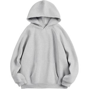 image:imageANRABESS Women Hoodies Oversized Fleece Long Sleeve Comfy Casual Basic Pullover Sweatshirts 2025 Fall Outfits Y2K ClothesLight Grey