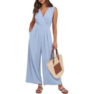 image:imageANRABESS Women Jumpsuits Sleeveless V Neck Elegant Dressy Casual Backless One Piece Pants Romper 2026 Summer OutfitsSky