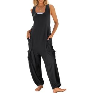 image:imageANRABESS Women Overalls Jumpsuits Loose Casual Dressy Sleeveless Baggy Harem Pants Romper Jumpers 2026 Trendy Summer OutfitsBlack