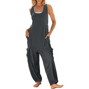 image:imageANRABESS Women Overalls Jumpsuits Loose Casual Dressy Sleeveless Baggy Harem Pants Romper Jumpers 2026 Trendy Summer OutfitsDark Grey