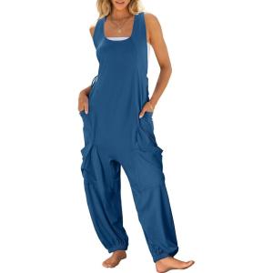 image:imageANRABESS Women Overalls Jumpsuits Loose Casual Dressy Sleeveless Baggy Harem Pants Romper Jumpers 2026 Trendy Summer OutfitsDeep Blue