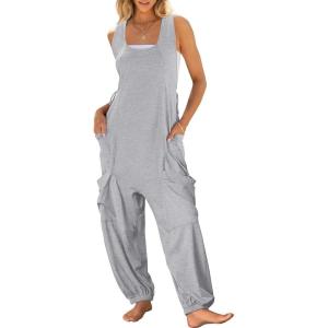 image:imageANRABESS Women Overalls Jumpsuits Loose Casual Dressy Sleeveless Baggy Harem Pants Romper Jumpers 2026 Trendy Summer OutfitsLight Grey