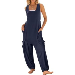 image:imageANRABESS Women Overalls Jumpsuits Loose Casual Dressy Sleeveless Baggy Harem Pants Romper Jumpers 2026 Trendy Summer OutfitsNavy Blue