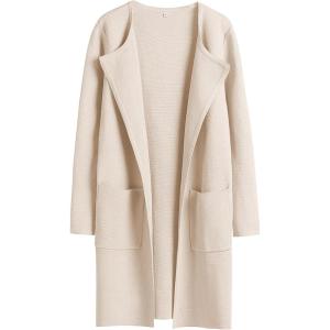 image:imageANRABESS Womens Cardigan Sweater Open Front Knit Long Coatigan Dressy Casual Jacket Coat 2025 Fall Outfits Classy ClothesBeige