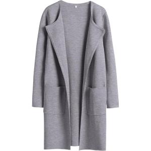 image:imageANRABESS Womens Cardigan Sweater Open Front Knit Long Coatigan Dressy Casual Jacket Coat 2025 Fall Outfits Classy ClothesGray