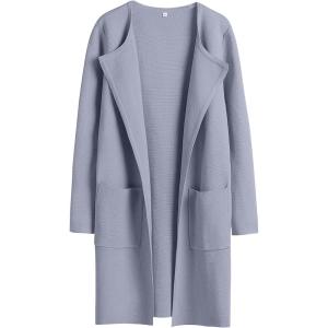 image:imageANRABESS Womens Cardigan Sweater Open Front Knit Long Coatigan Dressy Casual Jacket Coat 2025 Fall Outfits Classy ClothesGray Blue