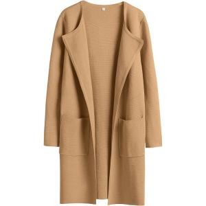 image:imageANRABESS Womens Cardigan Sweater Open Front Knit Long Coatigan Dressy Casual Jacket Coat 2025 Fall Outfits Classy ClothesLight Brown