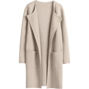 image:imageANRABESS Womens Cardigan Sweater Open Front Knit Long Coatigan Dressy Casual Jacket Coat 2025 Fall Outfits Classy ClothesLight Khaki