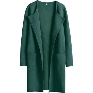 image:imageANRABESS Womens Cardigan Sweater Open Front Knit Long Coatigan Dressy Casual Jacket Coat 2025 Fall Outfits Classy ClothesOpal Green