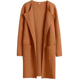 image:imageANRABESS Womens Cardigan Sweater Open Front Knit Long Coatigan Dressy Casual Jacket Coat 2025 Fall Outfits Classy ClothesOrange Rust