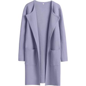 image:imageANRABESS Womens Cardigan Sweater Open Front Knit Long Coatigan Dressy Casual Jacket Coat 2025 Fall Outfits Classy ClothesPurple Gray