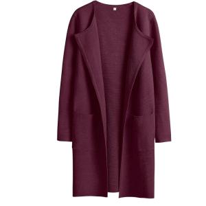 image:imageANRABESS Womens Cardigan Sweater Open Front Knit Long Coatigan Dressy Casual Jacket Coat 2025 Fall Outfits Classy ClothesWine Red