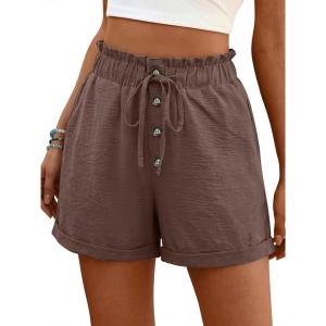image:imageANRABESS Womens Shorts Casual Summer High Waisted Elastic Drawstring Comfy Lounge Wide Leg Short Pants Beach Vacation ClothesBrown
