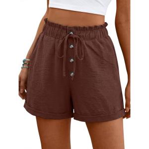 image:imageANRABESS Womens Shorts Casual Summer High Waisted Elastic Drawstring Comfy Lounge Wide Leg Short Pants Beach Vacation ClothesCoffee
