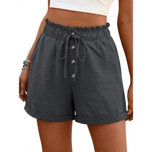 image:imageANRABESS Womens Shorts Casual Summer High Waisted Elastic Drawstring Comfy Lounge Wide Leg Short Pants Beach Vacation ClothesDark Gray
