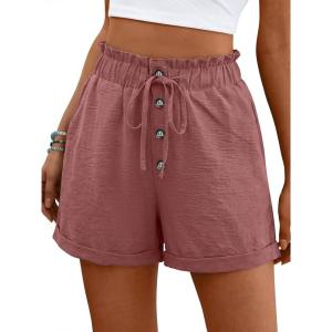 image:imageANRABESS Womens Shorts Casual Summer High Waisted Elastic Drawstring Comfy Lounge Wide Leg Short Pants Beach Vacation ClothesDusty Rose