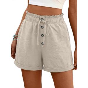 image:imageANRABESS Womens Shorts Casual Summer High Waisted Elastic Drawstring Comfy Lounge Wide Leg Short Pants Beach Vacation ClothesLight Yellow