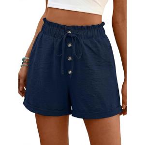 image:imageANRABESS Womens Shorts Casual Summer High Waisted Elastic Drawstring Comfy Lounge Wide Leg Short Pants Beach Vacation ClothesNavy Blue