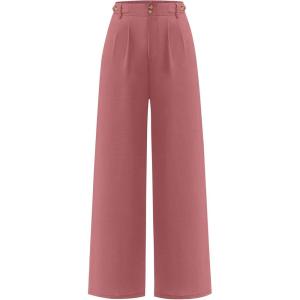 image:imageANRABESS Womens Wide Leg High Waisted Pants 2026 Summer Button Pleated Work Dress Pants Trousers Business Casual OutfitsDusty Rose
