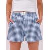 image:imageANRABESS Boxer Shorts for Women Gingham Pajama 2026 Summer Casual Lounge Sleep Plaid Shorts Y2K Beach BottomsBlue White Plaid