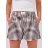 image:imageANRABESS Boxer Shorts for Women Gingham Pajama 2026 Summer Casual Lounge Sleep Plaid Shorts Y2K Beach BottomsBrown White Plaid