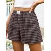 image:imageANRABESS Boxer Shorts for Women Gingham Pajama 2026 Summer Casual Lounge Sleep Plaid Shorts Y2K Beach BottomsDeep Blue Khaki Plaid