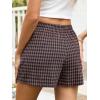 image:imageANRABESS Boxer Shorts for Women Gingham Pajama 2026 Summer Casual Lounge Sleep Plaid Shorts Y2K Beach BottomsDeep Blue Khaki Plaid