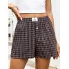 image:imageANRABESS Boxer Shorts for Women Gingham Pajama 2026 Summer Casual Lounge Sleep Plaid Shorts Y2K Beach BottomsDeep Blue Khaki Plaid